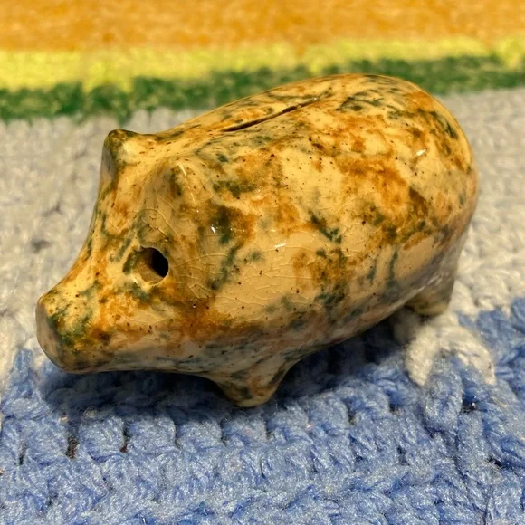Vintage Piggy Bank Pig Knick Knack Small Pottery Handmade Crafty - Picture 13 of 16